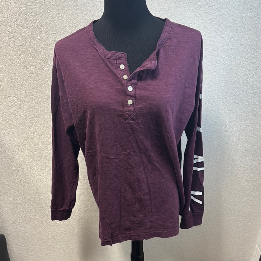 PINK Victoria's Secret Purple Henley Shirt